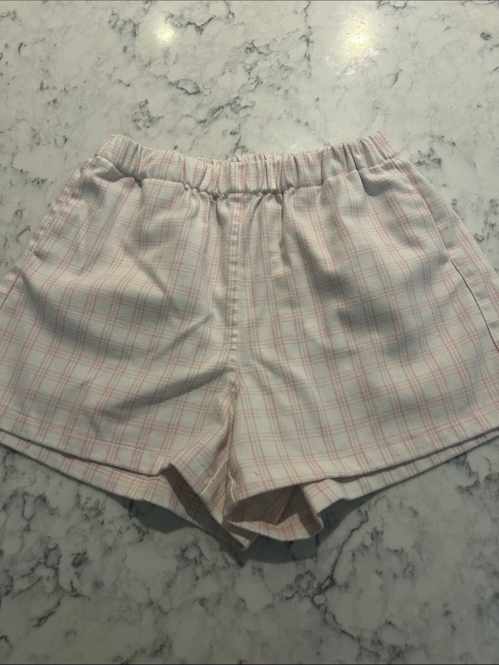 Brandy Melville Light Pink Plaid High Waist Shorts